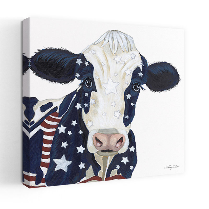 Art contemporain vache liberté, H 18 po x l 18 po