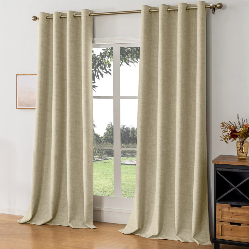Ensemble de 2 panneaux de rideaux occultant 100% polyester Leming, L 52 po x L 96 po, Avoine