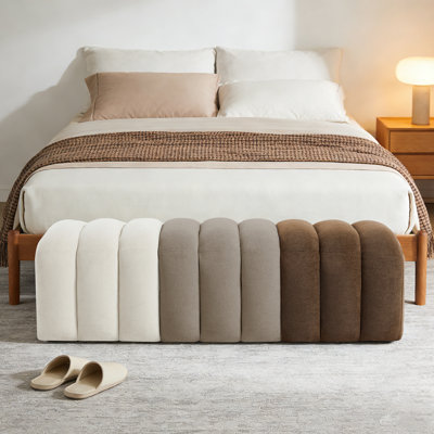 53" Ombre Upholstered Boucle Bench For Bedroom and Living Room