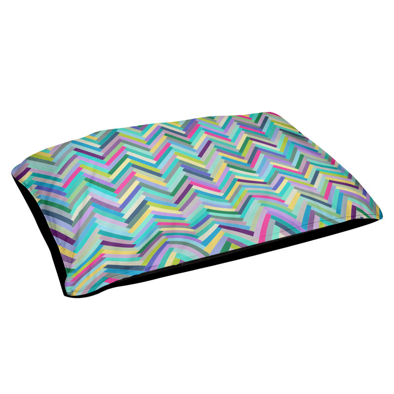 Coussin de lit pour chien chevrons Byrge, Petit (l 28 po x P 18 po x H 6 po), Bleu, Polyester