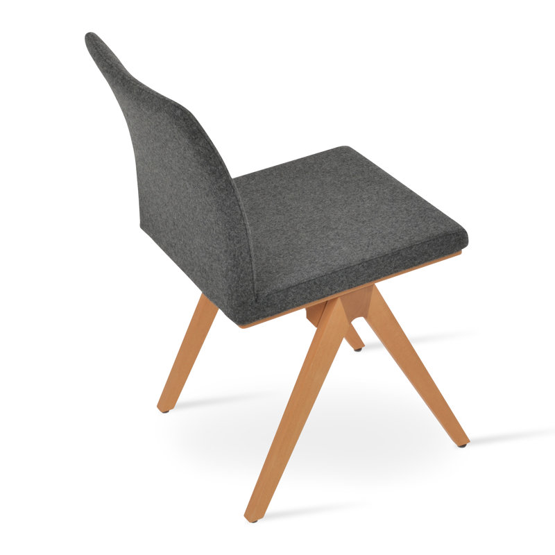 Chaise de salle à manger Zeyno, Laine argentée, Bois naturel