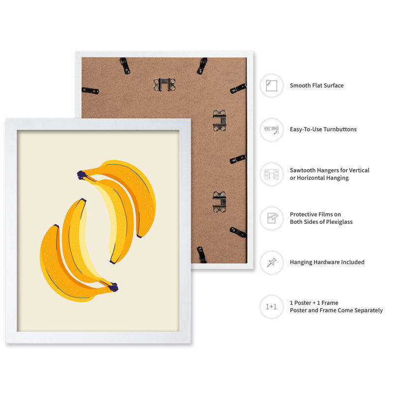 Banana Fruit No1, Poster, 24"H x 32"W, White Framed