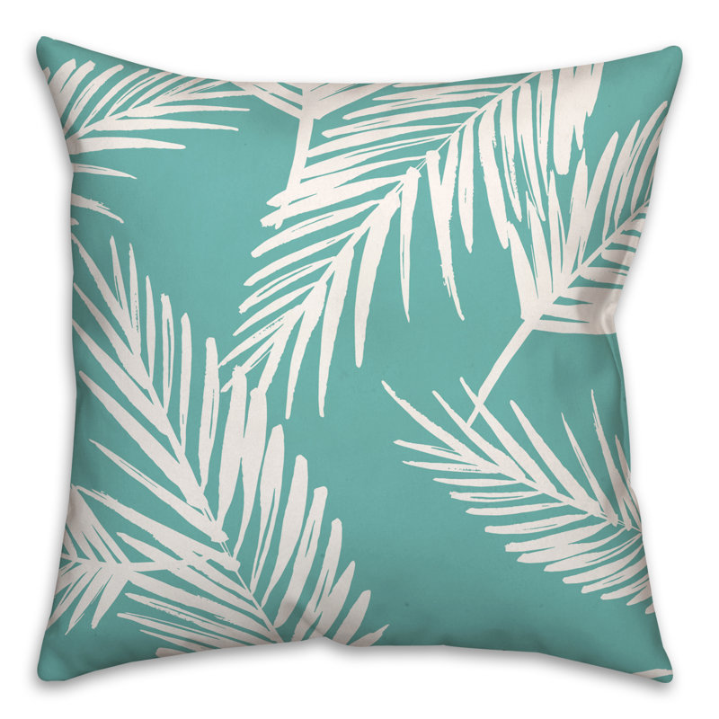 Nature Palm Square Pillow Cover & Insert, Teal