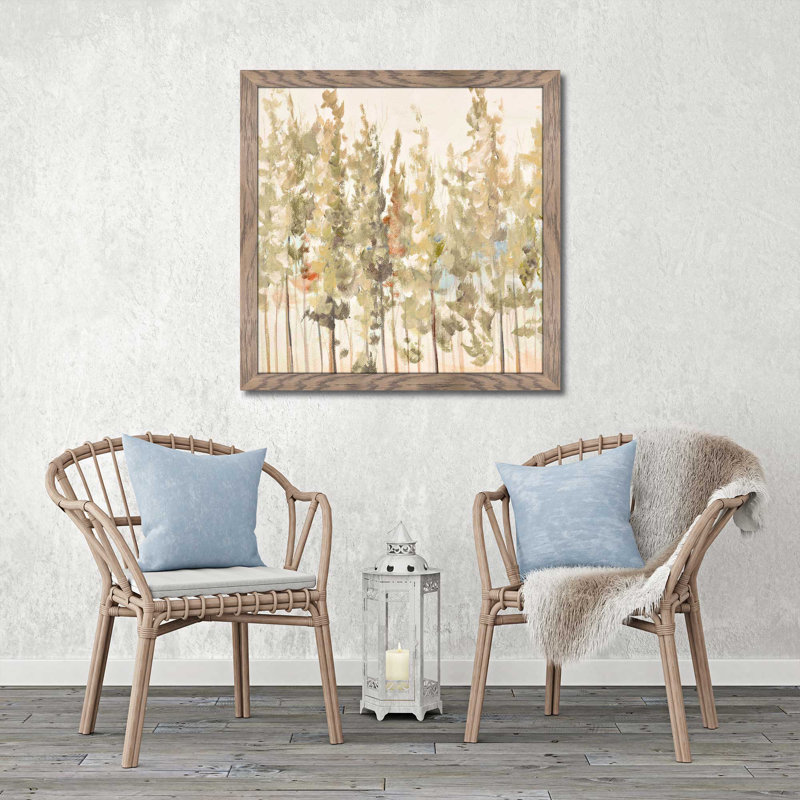 «Bosque Verde Brisa I», reproduction d'art sur toile encadrée, H 25,5 po x l 25,5 po x P 1 po, Cadre taupe délavé