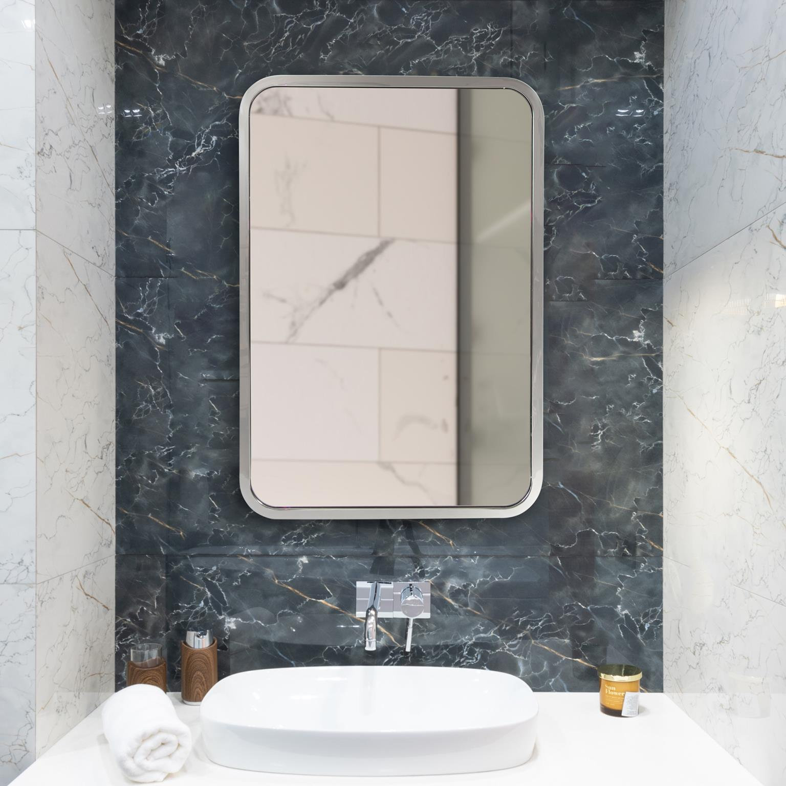 20" Rectangular Stainless Steel Mirror