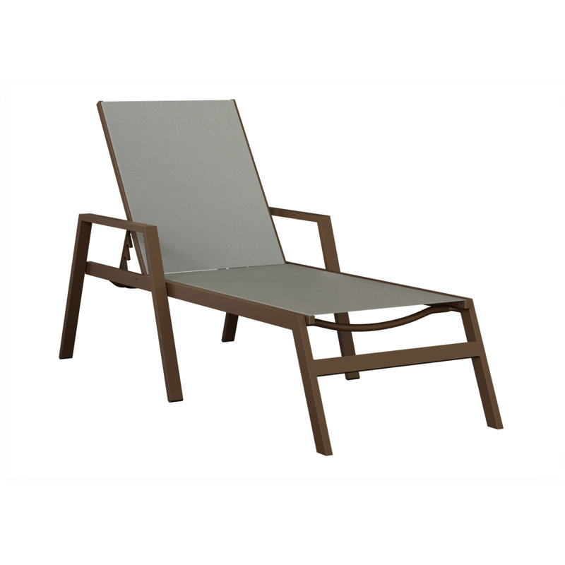 Chaise longue Colella Mesquite, Filon de bois mesquite, Gris ardoise