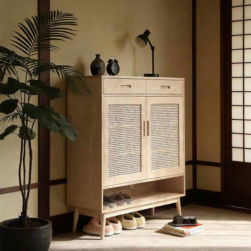 Japanese-style household shoe storage cabinet, 46.06" H x 35.43" W x 13.78" D