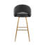 Ensemble de 2 tabourets de bar à hauteur fixe avec structure en métal doré, siège en similicuir noir, repose-pieds carré et siège intérieur ergonomique.-186062458-186062461