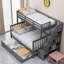 Lit superposé convertible simple sur double avec escalier, rangement et lit gigogne polyvalent-1850035597