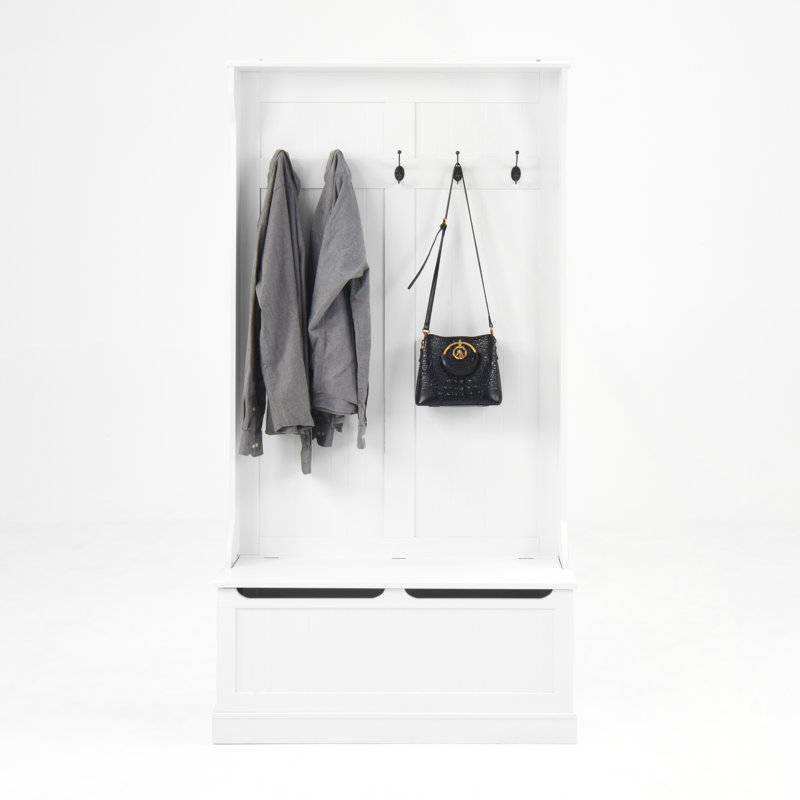 Versatile Entryway Bench With Integrated Coat Rack And Shoe Storage