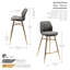 Upholstered Counter Stool with Metal Frame