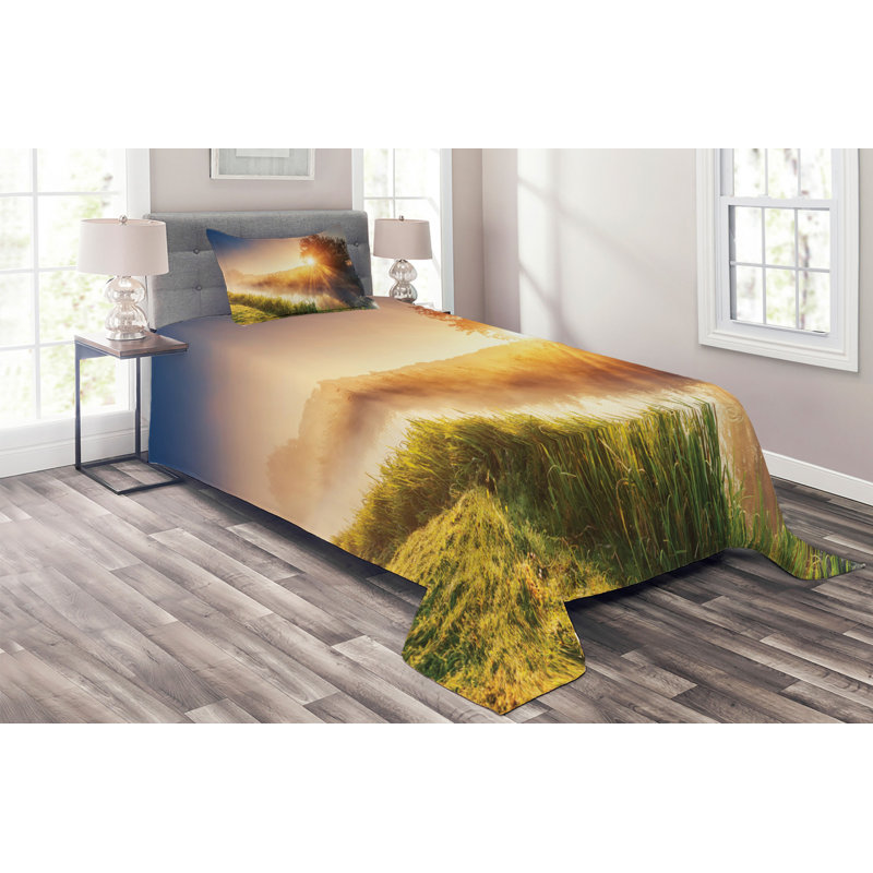 Rustic Polyester Coverlet, Twin Bedspread + 1 Sham