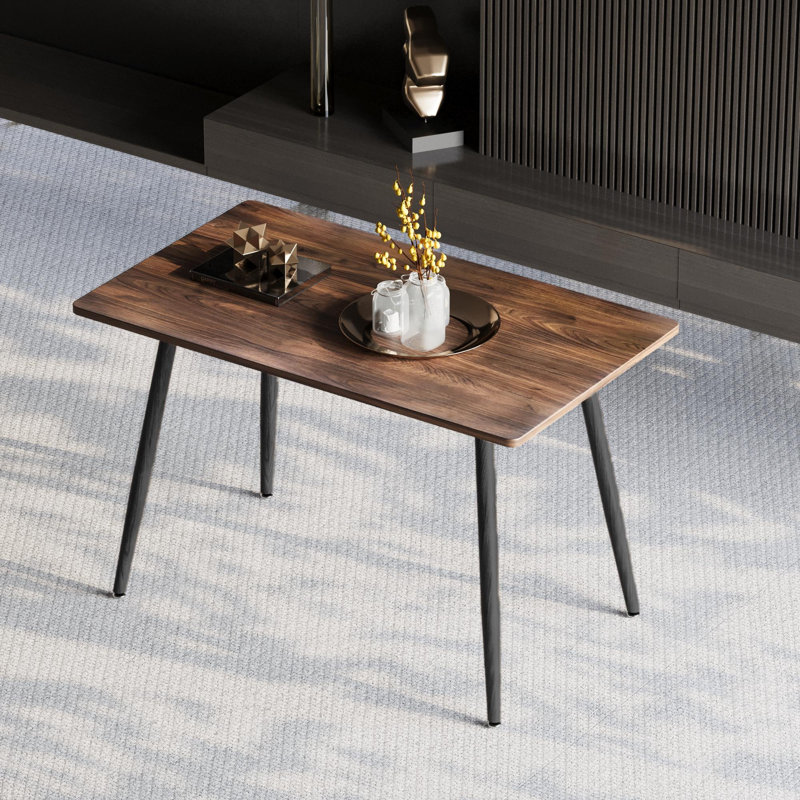 Table de salle à manger rectangulaire en bois aggloméré avec cadre en métal, H 29,95 po x L 47,2 po x l 27,6 po, Noyer
