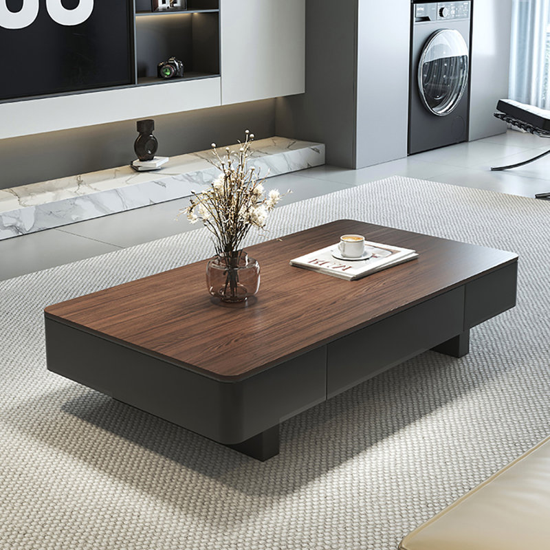 Table basse rectangulaire haut de gamme Light, H 13,8 po x L 47,2 po x l 23,6 po, Noir, noir, noir, noir