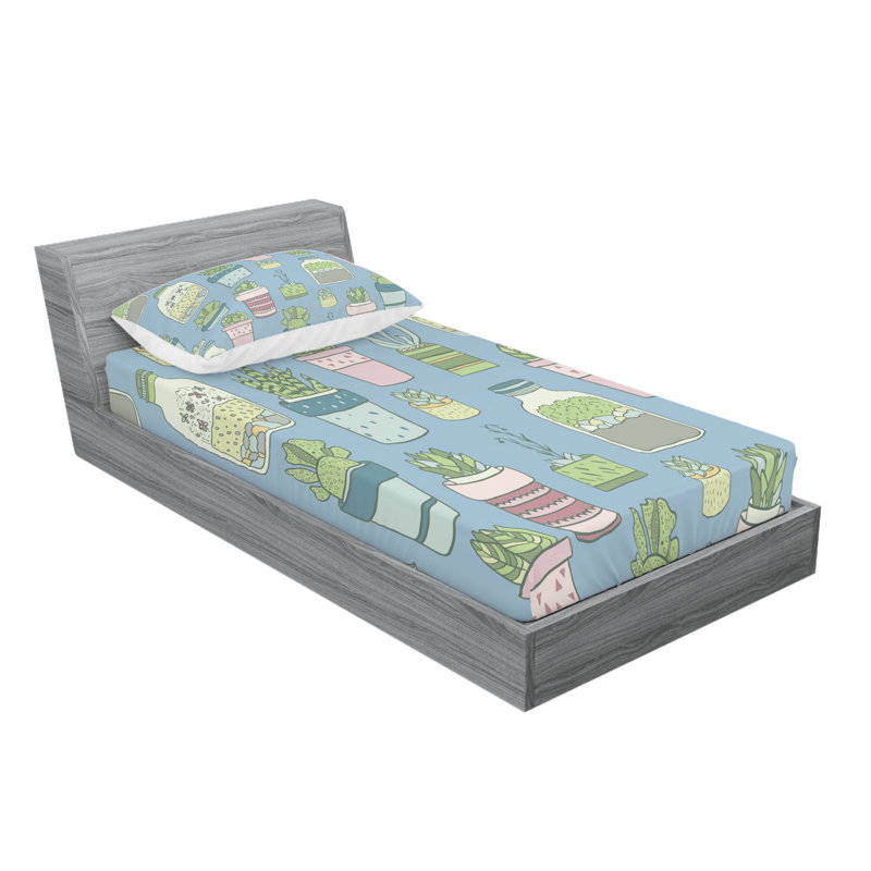 Botanical Microfiber Sheet Set, Twin XL Sheet Set + Fitted Sheet + 1 Pillowcase