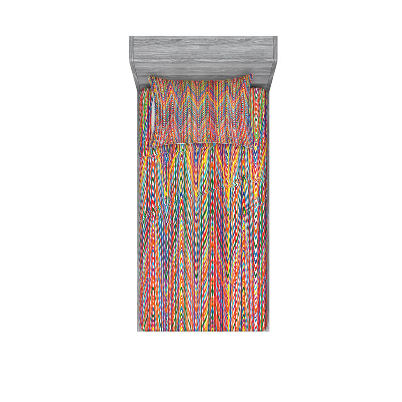 Microfiber Abstract Sheet Set, Twin XL Sheet Set with Fitted Sheet