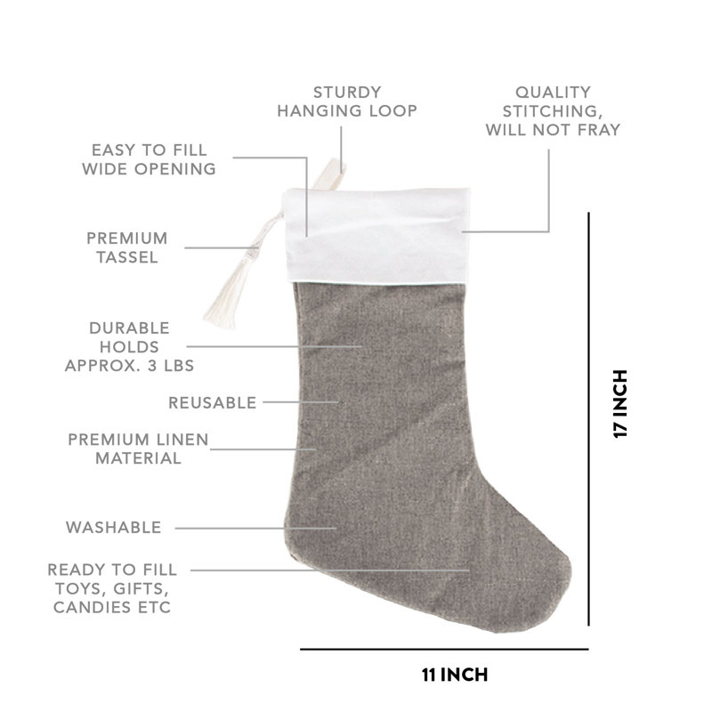 Chaussette de Noël avec pampille, Gris foncé