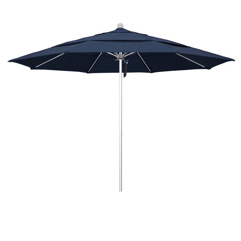 Parasol de marché 11 pi Hibo, Spectre indigo Sunbrella®, Argent anodisé