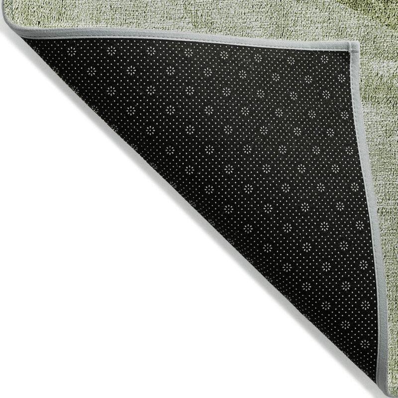 HomeRoots 3' X 5' Olive Green And Artichoke Green Geometric Washable Indoor Outdoor Area Rug