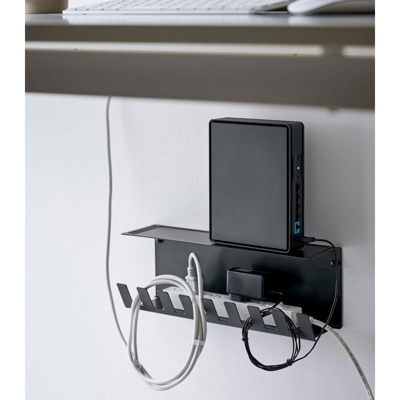 Black Steel Under-Desk Cable Management Organizer