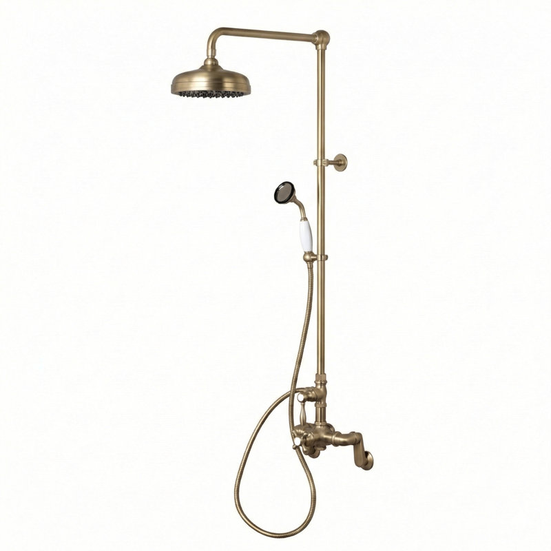 Sacramento Exposed Thermostatic Shower System by Strom Living, Unlacquered Satin Brass