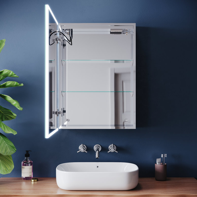 Mirrored Bathroom Cabinets with Mirror and 3 Adjustable Shelves