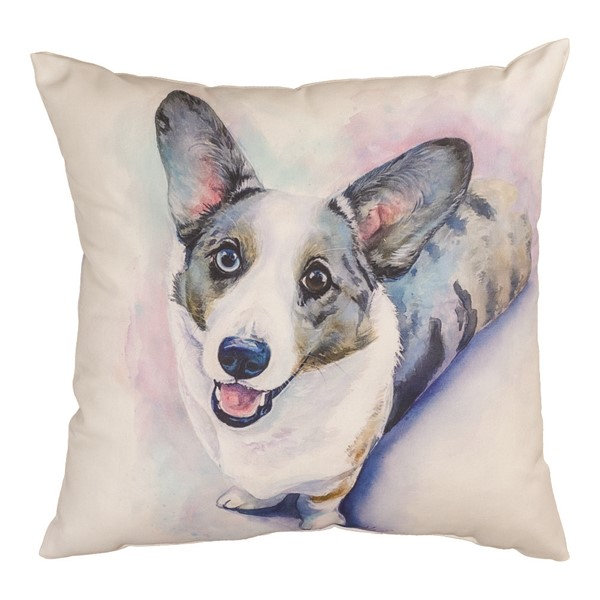 Coussin décoratif Corgi 18 po x 18 po