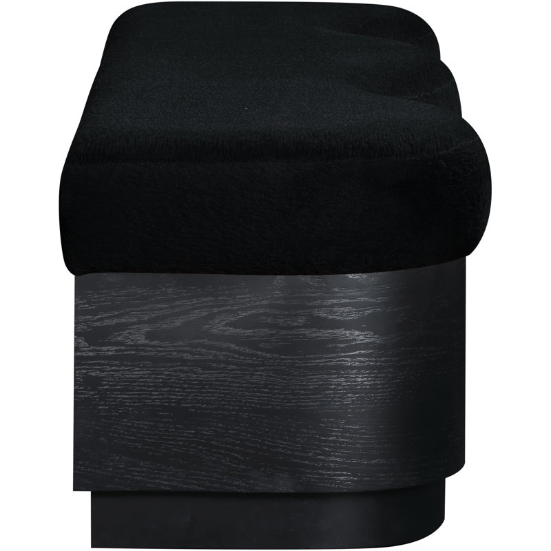 Savoy Mariaclara Velour Fur Fabric Bench, Black, Black Velour Fabric