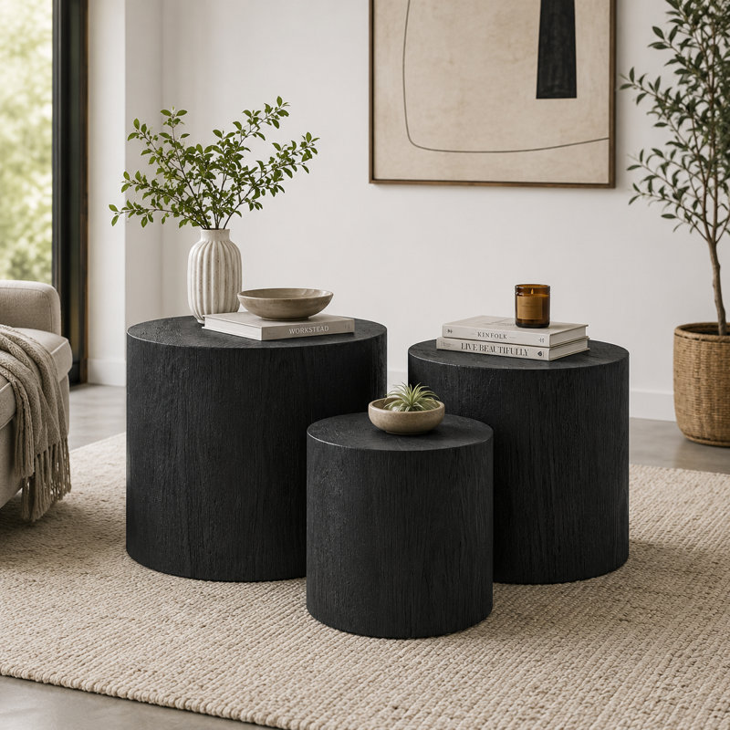 Ensemble de 3 tables basses gigognes, Noir
