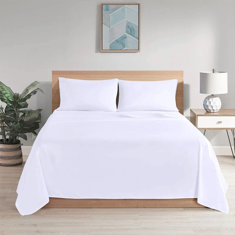Hongsi 100% Egyptian-Like Cotton High-Quality Flat Bed Sheets, White, Kingsize (5')