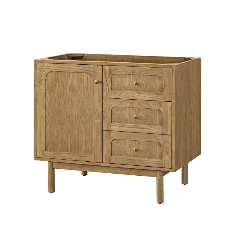 Laurent 36'' W Single Vanity, 8" Widespread, White Zeus, Light Natural Oak