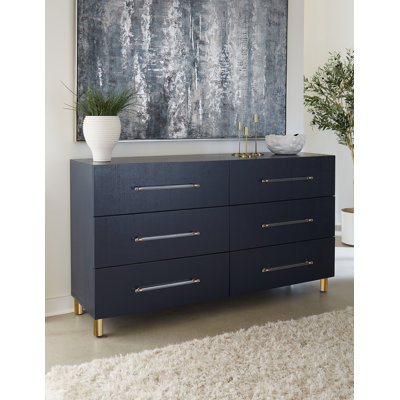 Parkins 64" W Dovetail Ball-Bearing 6-Drawer Dresser