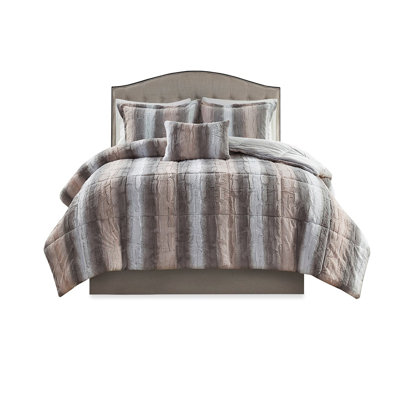 4PC Faux Fur Comforter Set