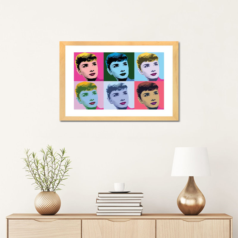 Audrey Hepburn Warhol Sabrina par radio Days-impression d’art graphique, Blanc, H 24 po x l 16 po x P 1 po