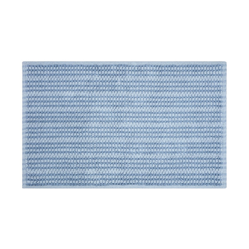 Martex Bath Rug, Contrast Stripe Blue