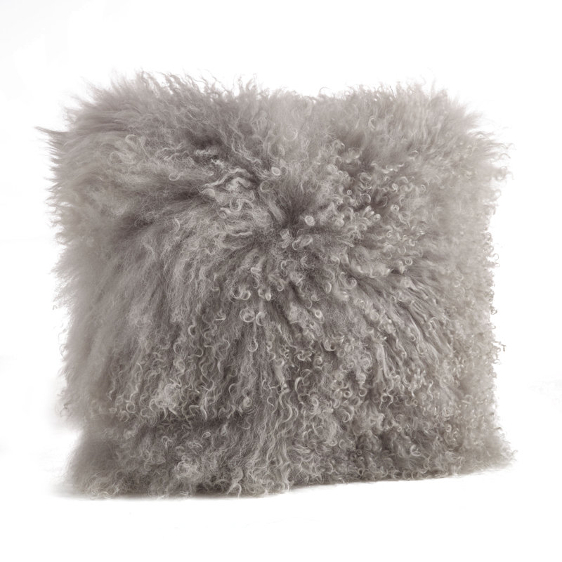 Iyana Wool Throw Pillow, 13" H x 13" W, Fog, Round