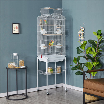 Setser 59.3'' Flat Top Floor Bird Cage with Wheels