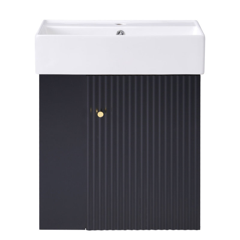 Meuble-lavabo flottant moderne 21,6 po, Noir