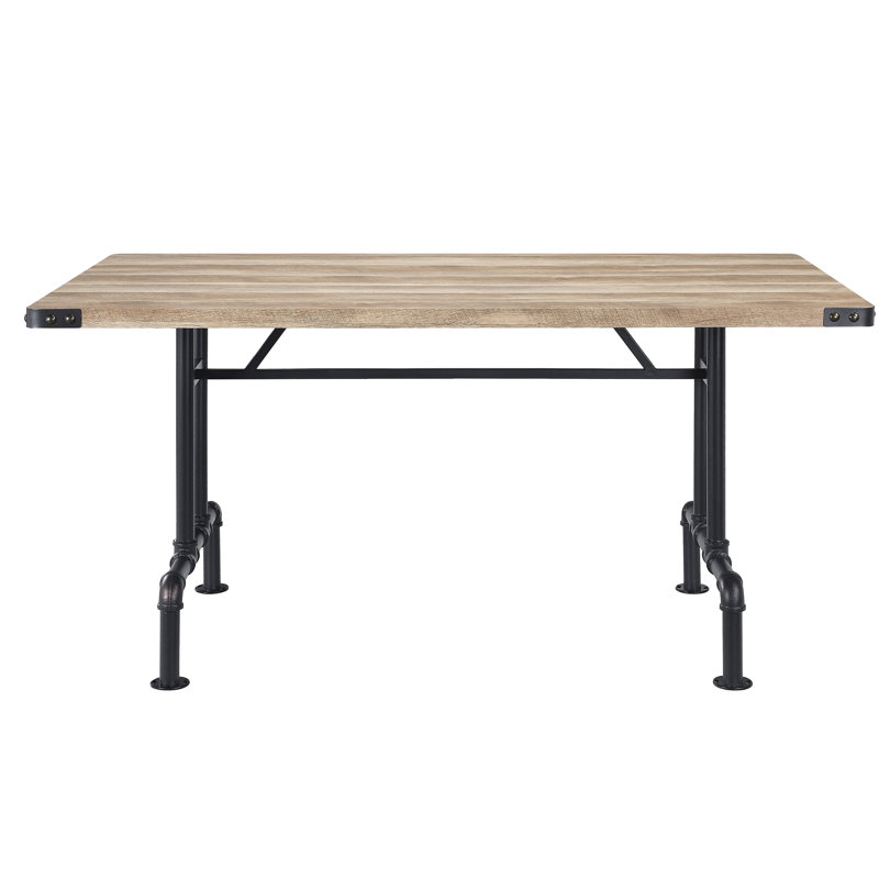 Table rectangulaire avec plateau en chêne et métal