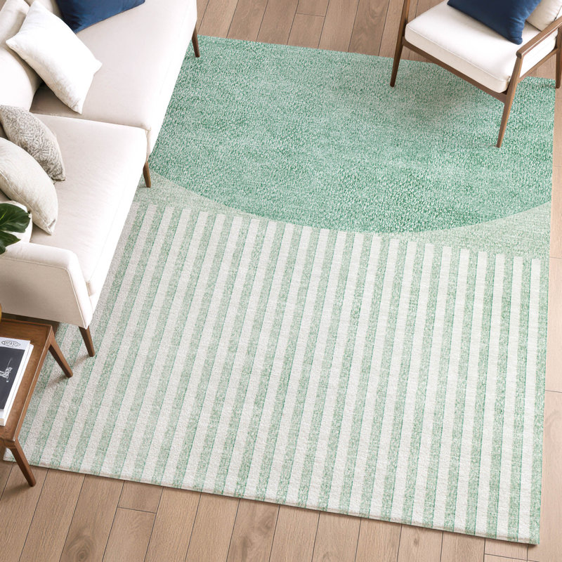 Premium Machine Washable Mayfield AMF2134 Geometric Rug, Teal, 2'6" x 3'10"
