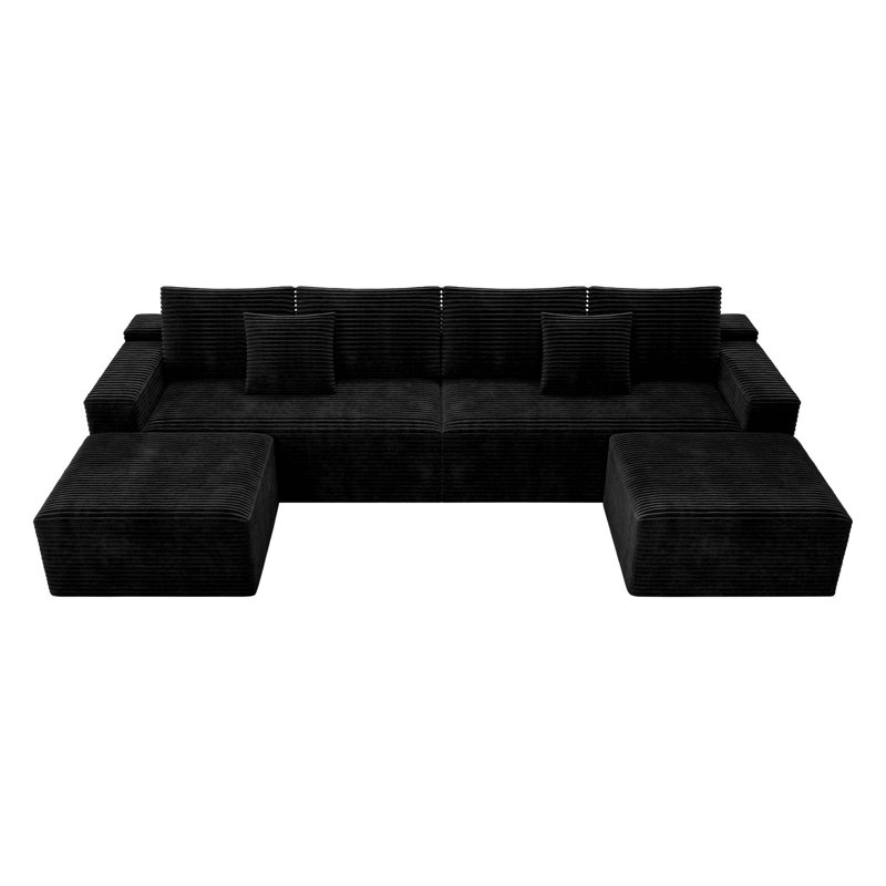 Siège de canapé modulaire 137,8 x 70,9 po, canapé rembourré compressé, aucun assemblage requis, combinaison sans PC pour 4 personnes, tissu en velours côtelé moelleux