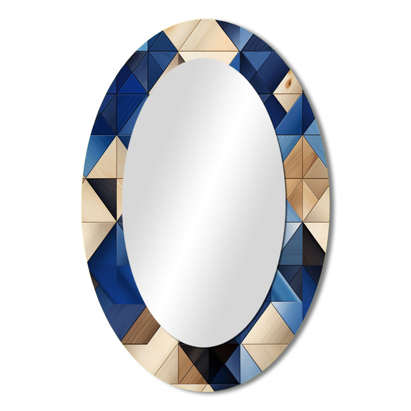 Staudt - Miroir mural ovale bleu, H 36 po x l 24 po