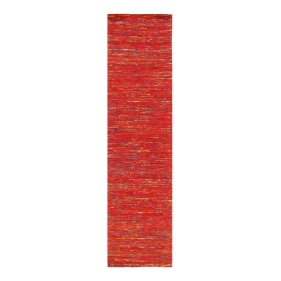 Tapis de zone en laine 2 pi 5 po x 10 pi noué la à la main one-of-kind Merity