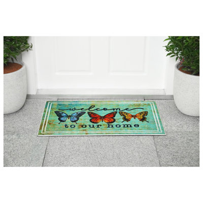 Butterfly Welcome Multi-Colored 18 in. x 30 in. Doormat