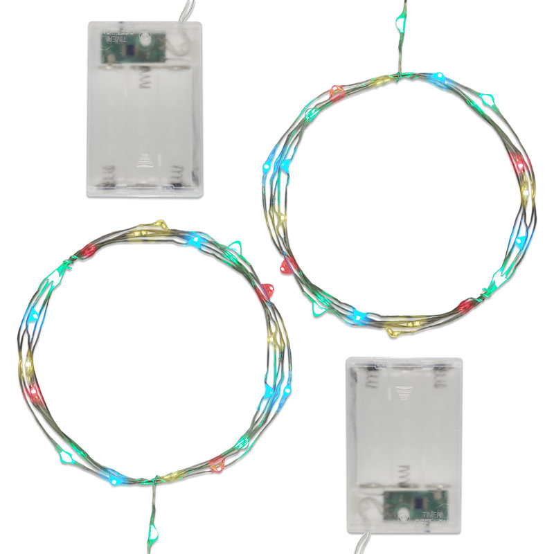  Battery Operated LED Fairy String Lights with Timer, Multi Color