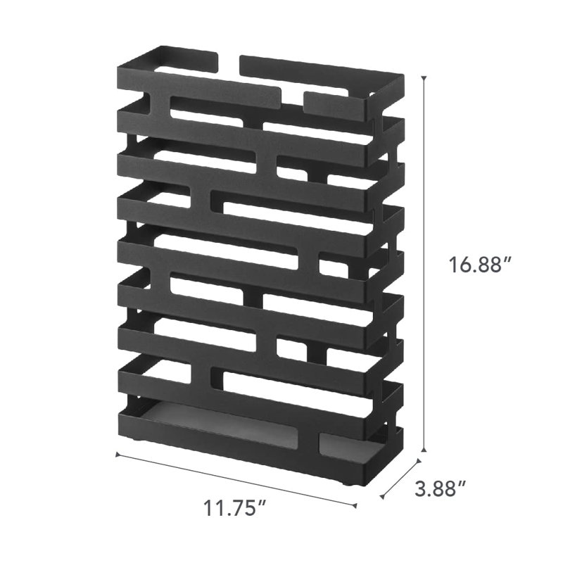 Black Powder-Coated Steel Rectangular Umbrella Stand
