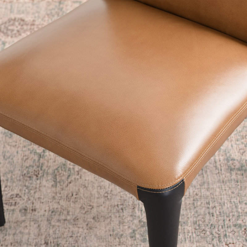 Chaise rembourrée en cuir véritable 21 po de large moderne sans assemblage, Tanné, 1