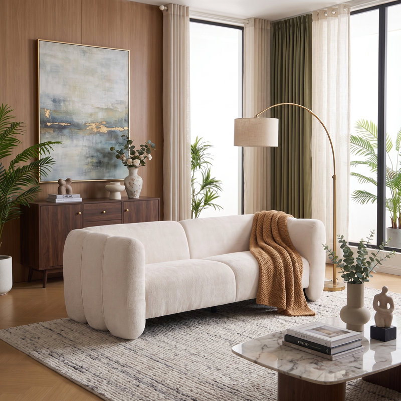 Canapé 83 places 83 pouces, design Wave, salons, chambres à coucher, bureau, BEIGE