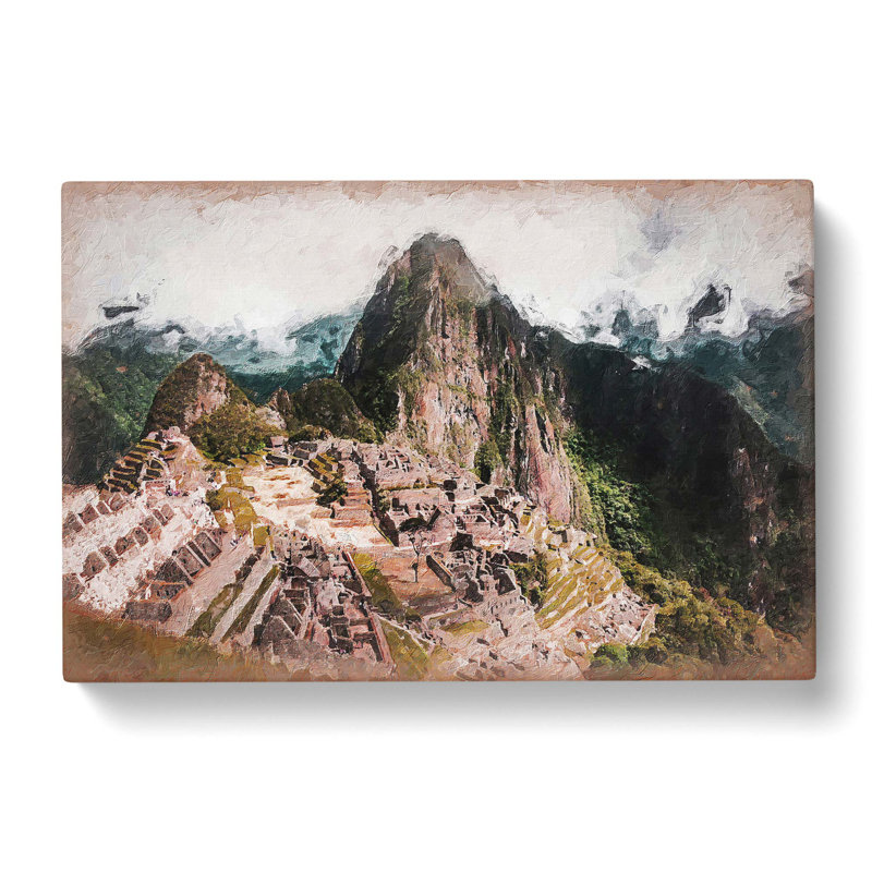 Machu Picchu & Huayna Picchu Mountain - Wrapped Canvas Painting, 40cm H x 60cm W x 3cm D