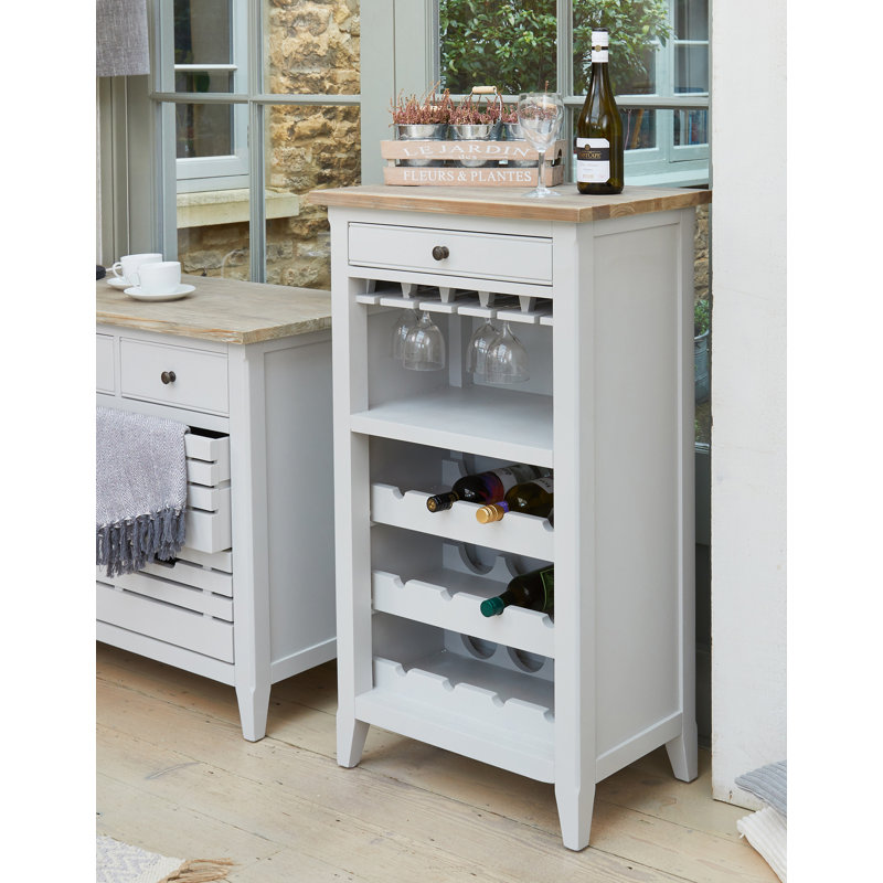 Cleora 12 Bottle Solid Wood Floor Wine Bottle Rack in White
